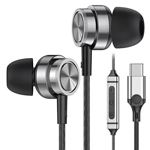 Produktbild: USB C Kopfhörer, In-Ear Kopfhörer mit Kabel Type C for Samsung Galaxy S25 S24 Ultra S23 S22 FE A55 A54, Ohrhörer mit Mikrofon Stereo Kopfhörer USB C Anschluss für iPhone 16 ipad Pixel and usw