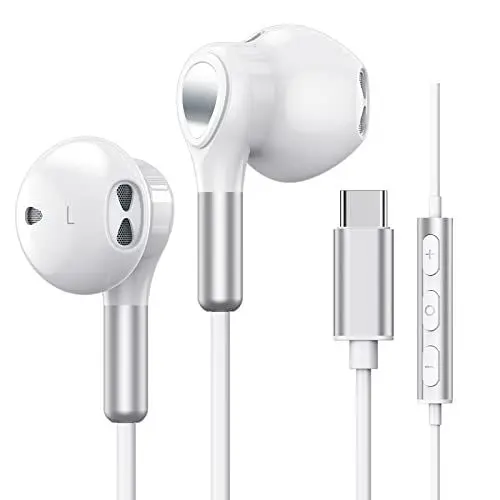 Produktbild: USB C Kopfhörer für Samsung Galaxy S23 Ultra S22 S21 FE S20 A53 A54 USB C Kopfhörer mit Mikrofon In-Ear Kopfhörer mit Kabel Ohrhörer USB Typ C Kopfhörer für iPad Pro 2022 iPad Air 5/4/Mini 6, Pixel 7
