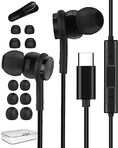 Produktbild: USB C Kopfhörer für Samsung Galaxy S24 S23 S22 Ultra S21 S20 FE A54 A53 iPhone 15 Pro Max, Magnetic in Ear Typ C Ohrhörer Anschluss mit Kabel und Mikrofon für Huawei, Google Pixel, Xiaomi, Oneplus