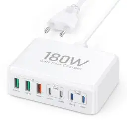 Produktbild: USB C Ladegerät, 180W 7-Port USB C Netzteil Mehrfach Ladegerät mit USB-C und USB-A, Schnellladegerät PD 3.0 USB C Charger Power Netzteil für MacBook, iPhone 15 Pro Max, iPad, Samsung, Handys……