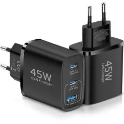 Produktbild: USB C Ladegerät 45W GAN 2er-Pack Netzteil für Samsung/iPhone/iPad,3-Port-Typ-C-USB Mehrfach PPS Schnellladegerät für iPhone 15 14 Pro Max 13 12, Samsung Galaxy S24/S23/S22/S21 Pixel Handys(Schwarz)