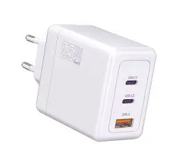 Produktbild: POANES USB C Ladegerät 65W Wandladegerät,3-Port USB GaN Schnellladegerät für Wandladegerät Reisen, tragbar, Tablet, Computer, Mobiltelefon, Kopfhörer, Ventilator, Luftbefeuchter usw