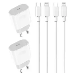 Produktbild: USB C Ladegerät Ladekabel für iPhone 14/13/12/11/Pro Max/Mini/SE/Xr/X/Xs Max, iPad, 4er-Pack 25W Schnellladegerät mit 2M Original iPhone Schnellladekabel Kabel