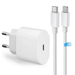 Produktbild: USB C Schnellladegerät mit iPhone Ladekabel, 20W USB C iPhone Ladegerät mit iPhone Ladekabel 2M, Schnellladekabel iPhone mit Netzteil, iPhone Schnellladegerät für iPhone14/12/13/11 (Weiß) (Weiß)
