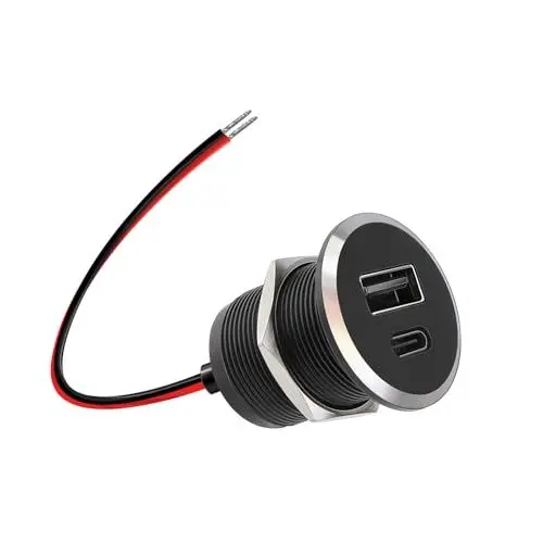 Produktbild: Obeaming USB Steckdose 12V Wohnmobil Aluminium,12V USB-C Steckdose Einbau 24W Typ C PD3.0 Anschluss QC 3.0 KFZ Zigarettenanzünder Adapter für Boot Wohnwagen Camper Auto LKW (Small 1)