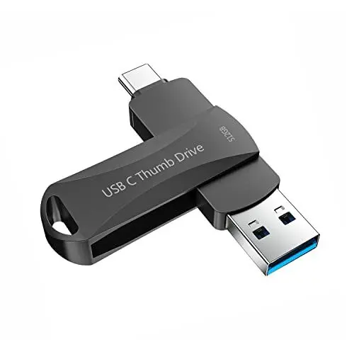 Produktbild: USB C Stick 512GB USB Flash Laufwerk Dual Drive 2in1 FotoStick Externer Speicher für Typ-C Smartphones Tablets Neue MacBook Laptops Computer SDBKB 512GB (Black)
