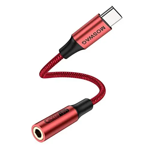 Produktbild: USB C auf 3,5 mm Kopfhörerbuchse Adapter, USB C auf Aux Audio Dongle Kabel kompatibel mit Pixel 6 5 4 3 2 XL, Samsung Galaxy S22 S21 S20 Ultra S20 + Note 20 10 S10 S9 Plus iPad Pro