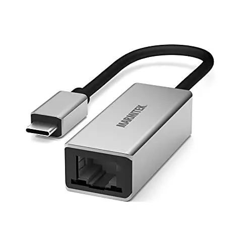 Produktbild: USB C auf Ethernet Adapter Kabel - Marmitek UE24 - Thunderbolt verbinden zu LAN - Verbinden Sie Ihren Mac oder Laptop fest mit einem Router, obwohl EIN RJ45 Anschluss fehlt - USBC Wandler