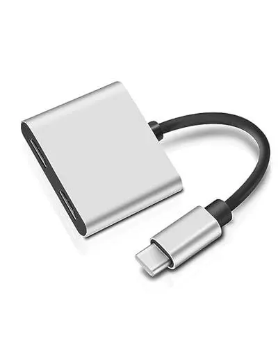 Produktbild: USB C auf HD&.MI 4K 60Hz Adapter, 2 IN 1 Dual USB Typ C Adapter, USB C HD&.MI Kabel für iPhone 15 Pro/Max MacBook Pro/Air 2023 iPad Pro iMac S23 XPS 17