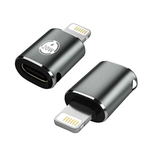 Produktbild: USB C auf Lightning Adapter,USB-C-Buchse auf iOS-Stecker Unterstützt 20W PD Schnellladung und Datensynchronisierung Kompatibel mit Lightning(Hinweis: Nicht für die Verwendung mit Kopfhörern geeignet)