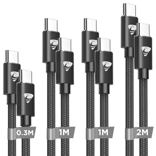 Produktbild: USB C auf USB C Kabel, (0.3M 1M 1M 2M) Usbc to Usbc 60W PD 3.0 USB C Ladekabel Kompatibel mit iPhone 15 Pro Max, Schnellladekabel USB C für Samsung S24 S23 S22 A54 A14, iPad Pro/Air Pixel usw.
