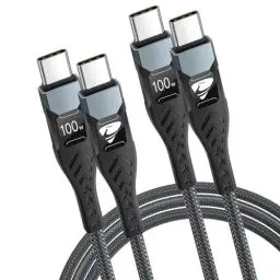 Produktbild: USB C auf USB C Kabel 3M 2Pack Lang Schnellladekabel USB C 100W 5A USB Typ C Kabel Usbc to Usbc Handy Ladekabel für iPhone 15 16 Pro Max/Plus iPad Pro/Air MacBook Samsung Galaxy S23 S22 Ultra S21 S24