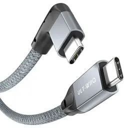 Produktbild: USB C auf USB C Kabel 20Gbps 100W 2m, 90 Grad USB C 3.2 Gen2×2 Kabel, 4K@60Hz 2K@240Hz HDR USB-C Kabel Videoübertragung, PD 3.0 PPS USB C Ladekabel für OTG, Handy, Laptop, Monitor, Kamera, SSD