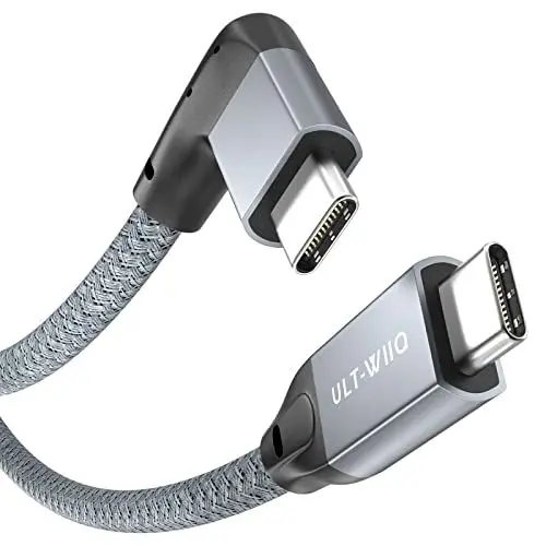 Produktbild: USB C auf USB C Kabel 20Gbps 100W 2m, 90 Grad USB C 3.2 Gen2×2 Kabel, 4K@60Hz 2K@240Hz HDR USB-C Kabel Videoübertragung, PD 3.0 PPS USB C Ladekabel für OTG, Handy, Laptop, Monitor, Kamera, SSD