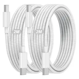 Produktbild: USB C auf USB C Kabel 2M, (MFi Certified) 2Pack 2M iPhone 16 15 Ladekabel, Lang Type C to C Schnellladekabel 60W für Apple iPhone 16/16 Pro/16 Pro Max/15 Plus/15 Pro/iPad Pro 12.9/11/10.9 inch 5/4/3th