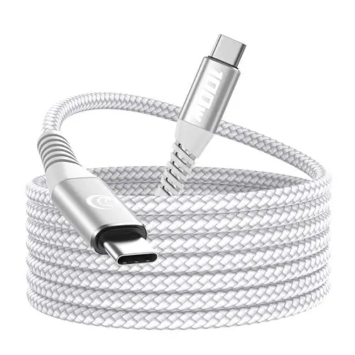 Produktbild: USB C auf USB C Kabel 3M 100W USB C Kabel Weiß PD Schnellladekabel C auf C Nylon Typ C Ladekabel Lang für iPhone 16 15 Pro Max Plus, Samsung S24 S23 S22 S21,iPad, MacBook Air,Pixel,Switch,Tablets usw