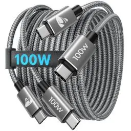 Produktbild: USB C auf USB C Kabel ( 2Stück 2M+2M ) 100W USB C Kabel PD Schnellladekabel Nylon USB Typ C Ladekabel für iPhone 16 Pro Max, iPhone 15, Samsung S24 S23 S22 S21, iPad Pro, MacBook Pro/Air, Pixel,Switch
