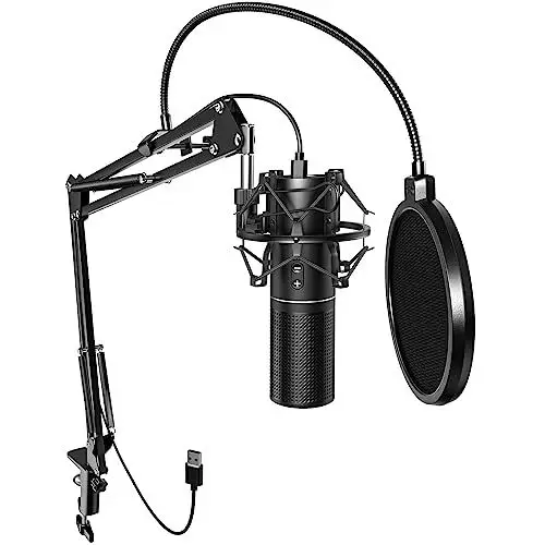 Produktbild: USB Gaming Mikrofon PC, TONOR Podcast Kondensator Microphone Kit Nierencharakteristik mit Arm Ständer Popschutz, Brodcasting Mic Studio Mikro, Mikrophon für Streaming Aufnahme YouTube Twitch PS4/5, Q9