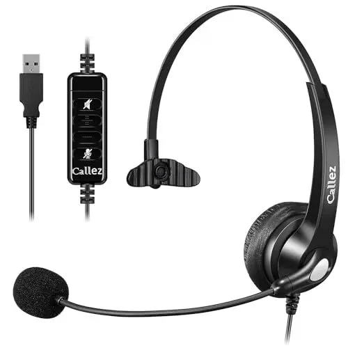 Produktbild: USB Headset PC für Business UC Skype Lync SoftPhone Call Center Office, PC Kopfhörer mit Mikrofon Noise Cancelling & Lautstärkeregler, Kristallklar Chat, Super Leicht, Ultra Komfort