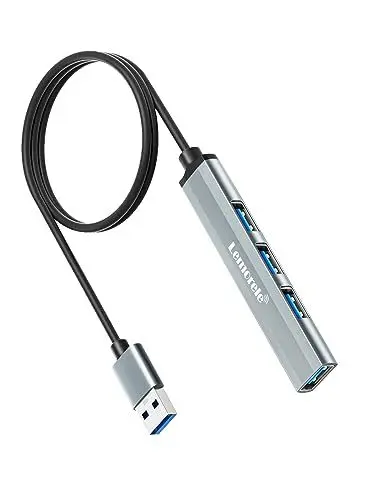 Produktbild: USB Hub mit verlängertem 120cm Kabel, Lemorele USB Hub auf 4 USB 3.0/2.0 Anschlüssen Kompatibel mit MacBook Pro Windows Laptops und Anderen Geräten mit USB-Anschlüssen