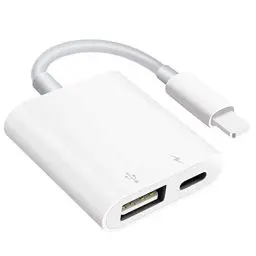 Produktbild: USB Kamera Adapter, USB Buchse OTG Adapter Kompatibel mit Phone, Tragbarer USB Adapter für Phone mit Ladeanschluss, USB Adapter, Keine Anwendung, Unterstützung für Kartenleser (Weiß)