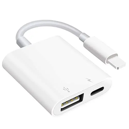 Produktbild: USB Kamera Adapter, USB Buchse OTG Adapter Kompatibel mit Phone, Tragbarer USB Adapter für Phone mit Ladeanschluss, USB Adapter, Keine Anwendung, Unterstützung für Kartenleser (Weiß)