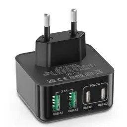 Produktbild: USB Ladegerät, 40W 4-Port USB C Ladegerät iPhone 15 Schnellladeblock USB C Adapter Dual Port PD+QC Wandstecker Multiport Typ C für iPhone 15 14/13/12/11/Pro Max/XS/XR/8/7/Samsung/Tablet