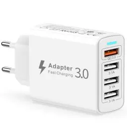 Produktbild: USB Ladegerät Mehrfach, USB Netzteil 4 Ports 33W USB Schnellladegerät Mehrfach mit Quick Charge 3.0 Ladegerät USB Adapter Steckdose Ladestecker für iPhone 14 13 12 11 X 8,Samsung S23/S22/S21/20,Handy