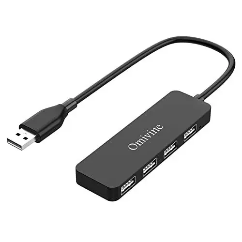 Produktbild: Omivine USB Hub, 4 Port Ultra-Slim USB Verteiler, Mehrfachstecker, Adapter Multi Splitter Kabel für Gaming PC, Laptop, Desktop, Notebook, MacBook, PS4, PS5, Xbox, Wii und Mehr