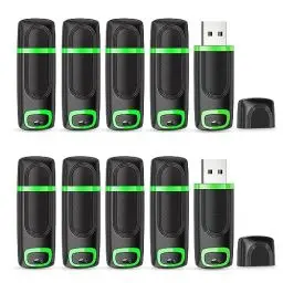 Produktbild: USB Stick 16GB 10 Stück Set KEXIN USB Stick 16 GB 10er Pack USB 2.0 Speicherstick USB Flash Laufwerk mit Cap LED-Licht Speicher Stick für PC Auto TV Grün