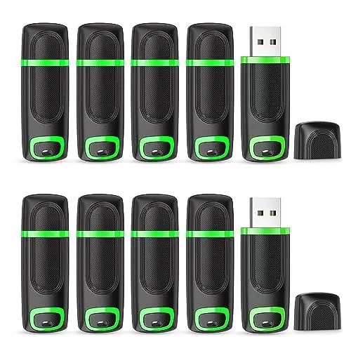 Produktbild: USB Stick 16GB 10 Stück Set KEXIN USB Stick 16 GB 10er Pack USB 2.0 Speicherstick USB Flash Laufwerk mit Cap LED-Licht Speicher Stick für PC Auto TV Grün