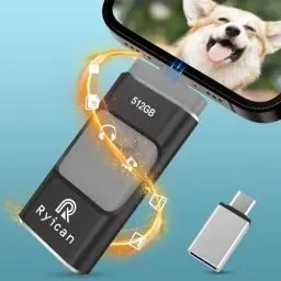 Produktbild: USB Stick für Phone Ryican 512GB Speicherstick für iOS Passwortgeschützte Dateien 4 in 1 USB 3.0 Photostick Pendrive USB C für OTG Android/Laptop/PC/Pad,Daten Kopierten Mit Einem klick(512G,Schwarz)