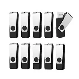 Produktbild: USB Stick 16GB, 10 Stück RAOYI USB Stick 16GB 2.0, Speicherstick 16GB USB Flash Laufwerk mit Metalldeckel 360° drehbar für Laptop/PC/TV/Autoradio, Schwarz 10er Pack