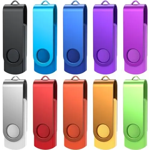 Produktbild: Uflatek USB Sticks 4GB USB 2.0 Speicherstick 10 Stück Mehrfarbig Memory Stick Metall Flash Drive Rotate USB-Flash-Laufwerk Thumb Drive Externer Datenstick 10er