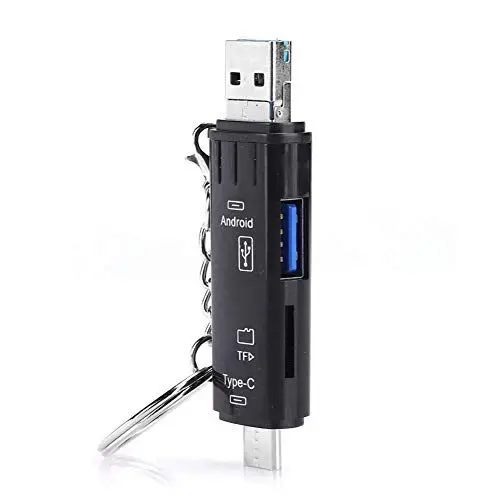 Produktbild: USB Typ C OTG Adapter, Tragbarer Speicherkartenleser, USB 2.0/Typ C/Micro USB Adapter und OTG Funktion, für PC, Laptop, Smartphones, Tablets (Black)