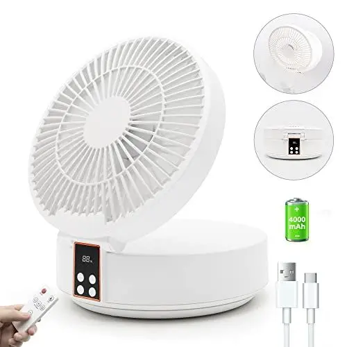 Produktbild: USB Ventilator, Tischventilator Leiser & Starker, Auto Oszillation, Fernbedienung, 3 Geschwindigkeiten, 4000mAh Akku Ventilator klein 6.7 inch Tragbarer deal für Zuhause Büro Outdoor Aktivitäten(Weiß)