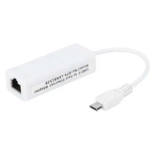 Produktbild: USB2.0 Ethernet Adapter für Zero 1.3 / W Motherboard (Ethernet Adapter Micro USB zu RJ45), Unterstützt 10Mbit / S- und 100Mbit / S-N-Way-Auto-Negotiation-Betrieb.