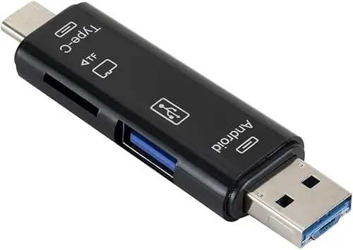 Produktbild: USB-Adapter Micro SD Karte, 5-in-1 Tragbarer Speicherkartenleser USB C/Micro/USB 2.0 Adapter USB OTG für Micro SD-Karte, kompatibel mit MacBook Computer, Android-Handy