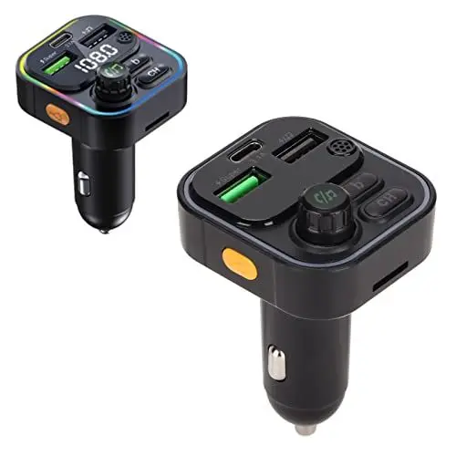 Produktbild: USB-Autoladegerät, C16 Auto-MP3-Player, 22,5 W, Auto-Bluetooth-Adapter, Flash-Aufladung, Freisprecheinrichtung, Auto-Dual-Ladegerät mit Buntem Licht für Autos, Bluetooth-Sender, Unterstützung für U-Di