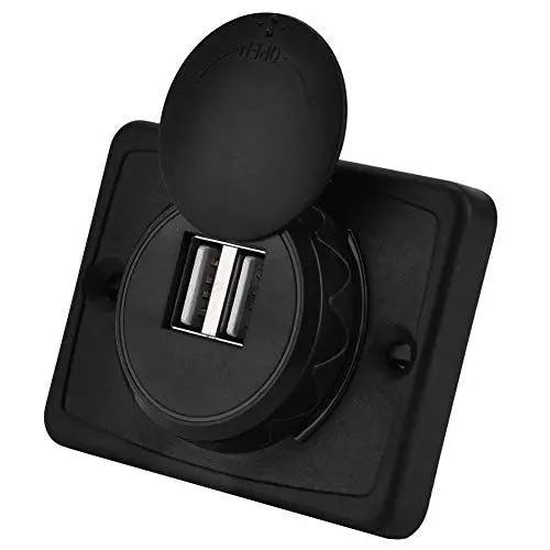 Produktbild: USB-Autoladegerät-Buchse, 3,1 A, 12 V, USB-Ladeausgang, LED, Wasserdicht, Ladeadapter-Panel mit Dual-Port für Telefon-Tablet