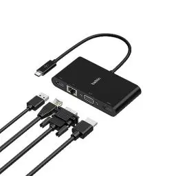 Produktbild: USB-C Multimedia Adapter (GBE, HDMI, VGA, USB-A), BLK