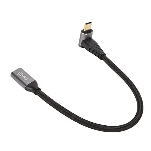 Produktbild: USB-C-Verlängerungskabel, Rechtwinkliges USB 3.1-Typ-C-Verlängerungskabel, Rechtwinkliges USB-C-4K-Video-Verlängerungskabel von Stecker auf Buchse, Kompatibel für Air (200cm)