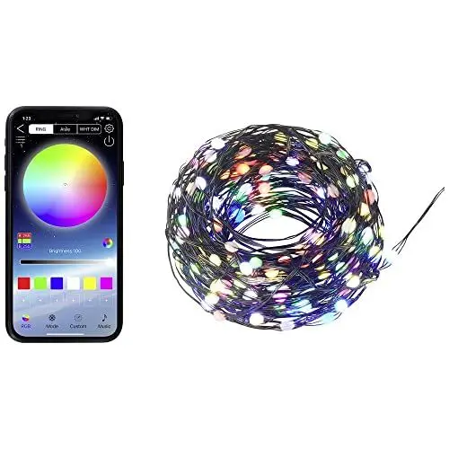 Produktbild: sygonix SY-5167250 USB-Lichterkette über USB Anzahl Leuchtmittel 200 LED RGB Beleuchtete Länge: 19.9 m per App steuerba