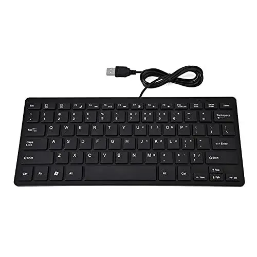Produktbild: USB-Tastatur mit Kabel für Laptop und Desktop, eine Einfache Computertastatur und Einfach zu Bedienende USB-Tastatur mit Kabel, 78 Schlanke Tasten, Plug And Play mit Hoher Empfindlichkeit(Schwarz)