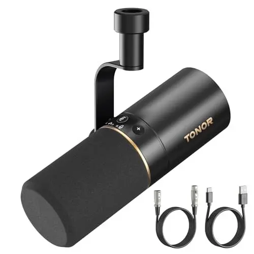 Produktbild: USB/XLR Dynamisches Mikrofon PC TONOR Micophone Gesangsmikrofon Gaming Mikro PS4 PS5 Vocal mic mit 24Bit/96kHz 3,5mm Kopfhöreranschluss Mute Button für Podcast Studio Brodcast Streaming Aufnahme TD510