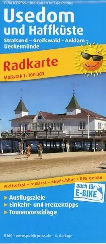 Produktbild: Usedom und Haffküste: Radkarte mit Ausflugszielen, Einkehr- & Freizeittipps, wetterfest, reissfest, abwischbar, GPS-genau. 1:100000 (Radkarte: RK)