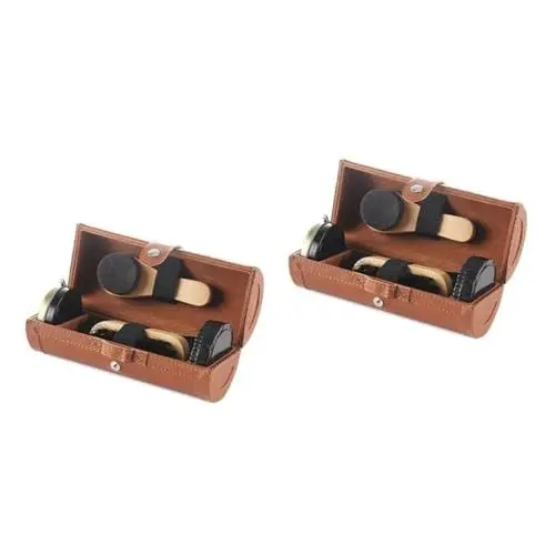 Produktbild: USHOBE 2-Teiliges Set lederpflege lackleder pflege Schuhpflege-Set mit Schuhcreme Schuhpflege-Set mit Lederreiniger Reinigungswerkzeuge Reise-Schuhpflegeset tragbar Staubtuch Suite