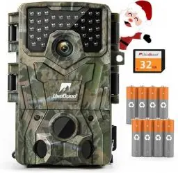 Produktbild: usogood Wildlife Kamera 36MP/4K Trail-Kamera mit Nachtsicht bewegungsaktiviert 32G Karte und Batterien IP66 wasserdicht für Outdoor-Gartenüberwachung