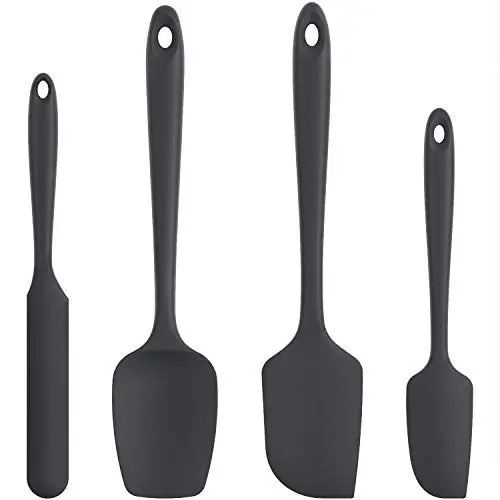 Produktbild: U-Taste Silikon Spatel & Teigschaber 4er Set, 315℃ Hitzebeständiger Antihaft-Gummispachtel Kuchenspatel, Nahtloses Einteiliges Design für Kochen Backen Mischen (Schwarz)