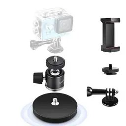 Produktbild: UTEBIT Kamera-Magnethalter mit 360-Grad-drehbarem Kugelkopf, Supermagnetischem 66-mm-Magnetfuß mit Smartphone-Halter, Aluminiumlegierung & Gummibeschichtung Stativhalter, vertikal belastbar 20 kg